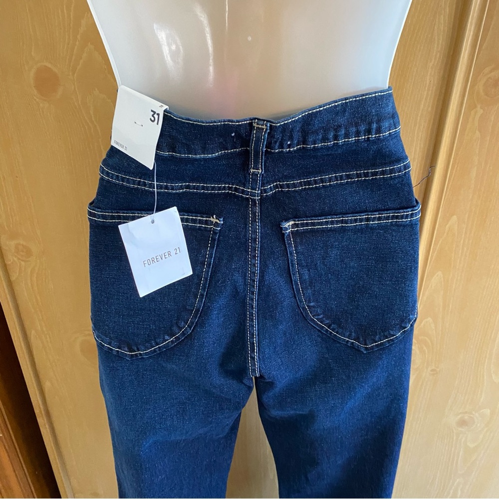 Forever 21 • Low-Rise Dark Wash Raw Hem Flare Jeans - Picture 15 of 16